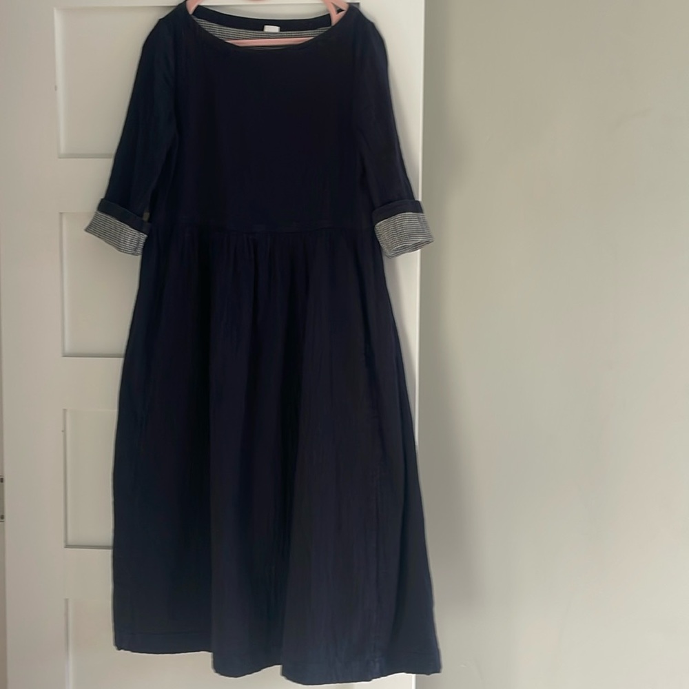 Dark blue/gingham 100% cotton 3/4 sleeves dress from Toast.